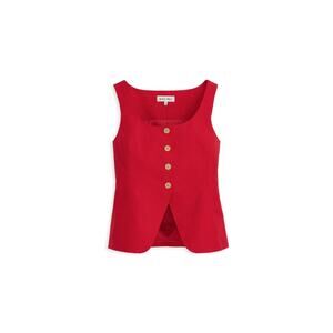 NWT Alex Mill Linen Cotton Blend Red Scoop Neck Button Front Sleeveless Top XS